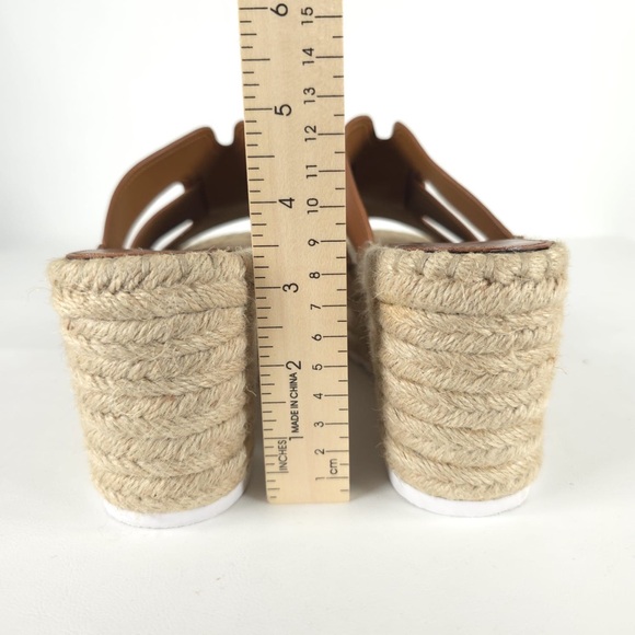 MARC FISHER LTD Brown LEATHER Robbyn Espadrille Wedge Sandal Size 9M - Picture 7 of 16